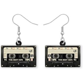 Acrylic Fun Vintage Radio Cassette Tape Earrings Retro Jewelry for Women Girls 80s 90s Nostalgic Gifts Party Favors