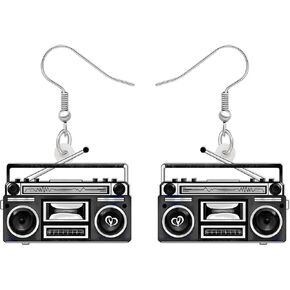 Acrylic Fun Vintage Radio Cassette Tape Earrings Retro Jewelry for Women Girls 80s 90s Nostalgic Gifts Party Favors in Saudi Arabia