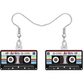 Acrylic Fun Vintage Radio Cassette Tape Earrings Retro Jewelry for Women Girls 80s 90s Nostalgic Gifts Party Favors in Kuwait