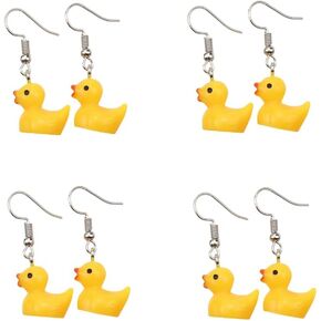 3Pairs/Set Funny Statement Duck Dangle Earring Football Basketball Drop Earrings Fashion Unique Personalized Minilism Rubber Duckie Dangling Earring for Women Girls