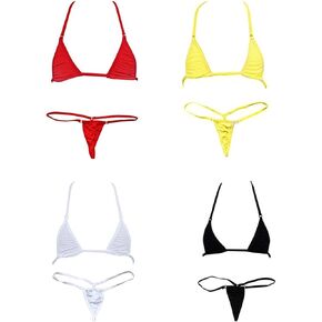 ADESUGATA Sexy Woman -Bikini Small Top and Sexy G-String Set-Tie Side Thong Bikini Small Top Mini Micro Bottom