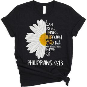 Love in Faith | I Can Do All Things Daisy Short Sleeve | Graphic Print Christian Shirts | Faith-Based Apparel | Easter Gifts