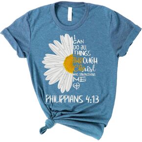 Love in Faith | I Can Do All Things Daisy Short Sleeve | Graphic Print Christian Shirts | Faith-Based Apparel | Easter Gifts