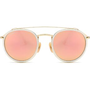 CONRAD RONTGEN Retro Round Sunglasses for Women Men Double Bridge UV400 Protection