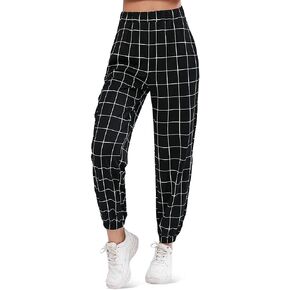 ZAFUL Women's Casual Cargo Pants with Pockets High Waist Jogger Pants Baggy Chain y2k Streetwear Pants