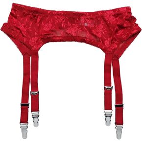 TVRtyle Women's Wine Red Sexy 4 Vintage Metal Clips Garter Belts for Stockings S502WR