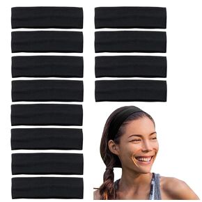 Stretchy Headbands - Yoga Headbands - Sports Headbands - 2-Inch-Wide Black Headband - 20 Pack Cotton Headbands by CoverYourHair