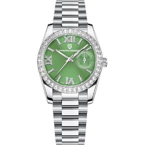 HaiQin Pagani Design Women's Elegant Quartz Watch Diamonds Series Stainless Steel Strap Japanese Movement Waterproof Light Luxury Wristwatch Date