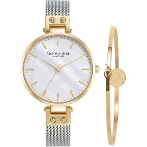 فيكتوريا هايد نساء ساعات المعصم أم اللؤلؤ الهاتفي الحد الأدنى شبكة حزام ساعة مقاوم للماء السيدات ساعة اليد مع مجموعة أساور in Kuwait