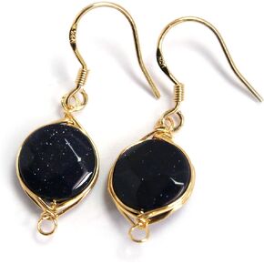 Genuine Natural Gemstone Dangle Drop Earrings with 14K Yellow Gold Plated Wire Wrap and 925 Sterling Silver Hook Jewelry for Women