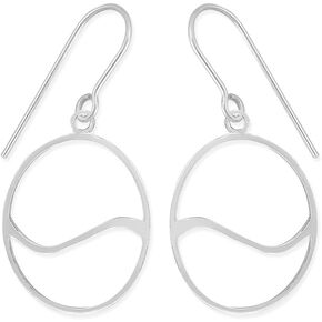 Boma Jewelry Sterling Silver Open Circle Wave Geometric Dangle Earrings