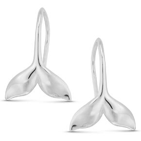 AeraVida Dainty Magical Sea Lover .925 Sterling Silver Whale Tail Animals Dangle Earrings | Adorable Sterling Silver Dangle Earrings | Earrings for Women | Whale Tail Dangle Earrings