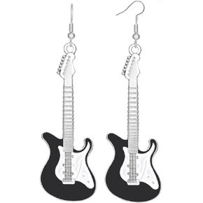 Guitar Music Earrings Bass Electric Guitar Dangle Drop Earrings for Women Girls Chic Rock Music Lovers Teacher Singer Personalized Concert Party Rock and Roll Accessories