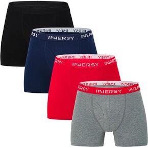 INNERSY Men's Cotton Boxer Briefs Soft Colorful Stylish Stretchy Underwear 4-Pack