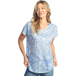 Jess & Jane Tropic Cap Sleeve V-Neck Tunic Top