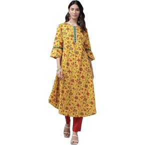 Yash Gallery Women's Cotton Floral Print Anarkali kurta