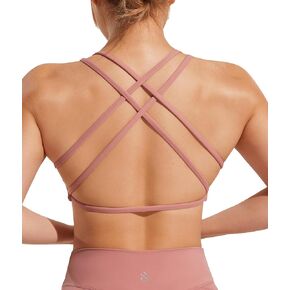 JOYSPELS Workout Sports Bra for Women, Criss Cross Back Strappy Fitness Casual Crop Tops with Removable Pads
