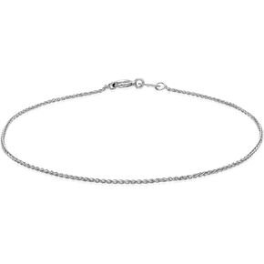 SEA OF ICE Sterling Silver 1mm Diamond-Cut Spiga Wheat Chain Bracelet For Women, Size 7.25" Italy