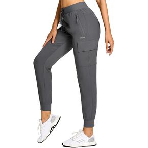 BVVU Women's Cargo Joggers Hiking Pants High Wasited Lightweight Quick Dry with Zipper Pockets Waterproof Athletic Sweatpants