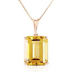 Galaxy Gold GG 14k Solid White, Rose,and Yellow Gold Necklace with 6.5 Carats Octagon-Cut Natural Citrine 1797