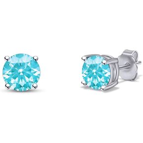 SAVEARTH DIAMOND 6.50MM Round Cut Multi Color Lab Created Moissanite Diamond Solitaire Stud Earrings For Women In 14K Gold Plated 925 Sterling Silver Gift for Her in Kuwait