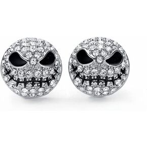 Blingsoul Mare Night Horror Skull Earrings - Before Christmas Skellington Crystal Pave Jewelry Promise Gift for Women Bride