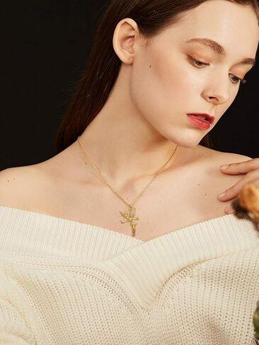 مطلية بالذهب ديزني تينكربيل أجنحة الجنية عناصر سواروفسكي مكعب زركونيا كريستال قلادة قلادة الأزياء والمجوهرات هدية للفتيات in Kuwait