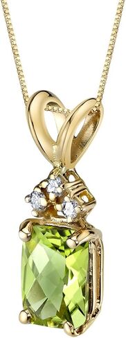 14 Karat Yellow Gold Radiant Cut 1.00 Carats Peridot Diamond Pendant in Saudi Arabia
