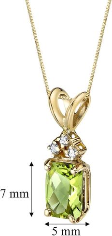 14 Karat Yellow Gold Radiant Cut 1.00 Carats Peridot Diamond Pendant in Saudi Arabia