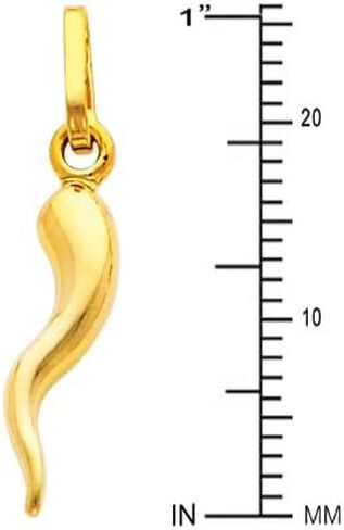 The World Jewelry Center 14k Yellow Gold Cornicello Italian Horn Pendant with 1.2mm Singapore Chain Necklace in Saudi Arabia