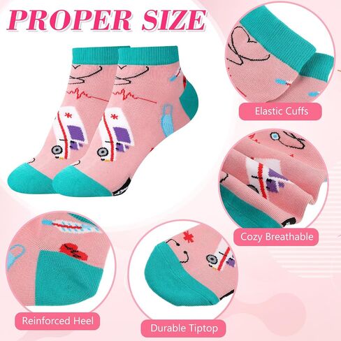 15 Pieces Nurse Gift Sets 5 Nurse Socks 5 Nurse Pattern Canvas Makeup Bag 5 Nurse Keychain Nurse Party Favors Nurses Week Gift, Christmas Birthday Gift for Women School Nurse in Saudi Arabia