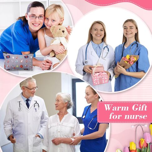 15 Pieces Nurse Gift Sets 5 Nurse Socks 5 Nurse Pattern Canvas Makeup Bag 5 Nurse Keychain Nurse Party Favors Nurses Week Gift, Christmas Birthday Gift for Women School Nurse in Saudi Arabia