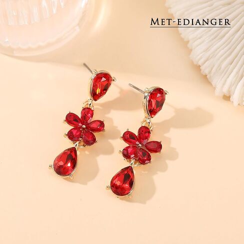 Met-edianger Trendy Rhinestone Drop Dangle Earrings Wedding Earrings for Brides Bridesmaids Fancy Crystal Bridal Earrings for Women Girls in Kuwait