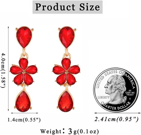 Met-edianger Trendy Rhinestone Drop Dangle Earrings Wedding Earrings for Brides Bridesmaids Fancy Crystal Bridal Earrings for Women Girls in Kuwait