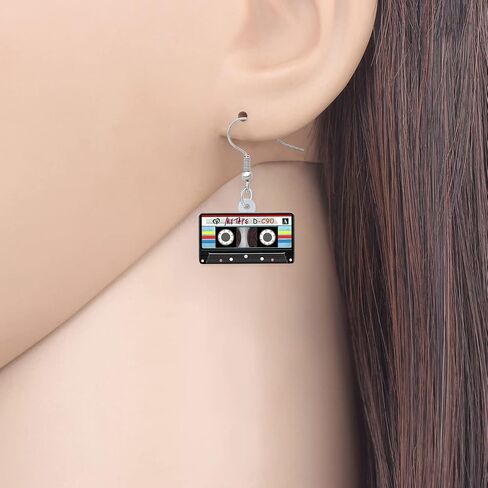 Acrylic Fun Vintage Radio Cassette Tape Earrings Retro Jewelry for Women Girls 80s 90s Nostalgic Gifts Party Favors in Kuwait