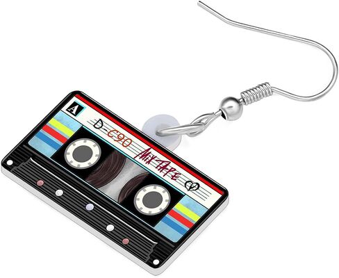 Acrylic Fun Vintage Radio Cassette Tape Earrings Retro Jewelry for Women Girls 80s 90s Nostalgic Gifts Party Favors in Kuwait