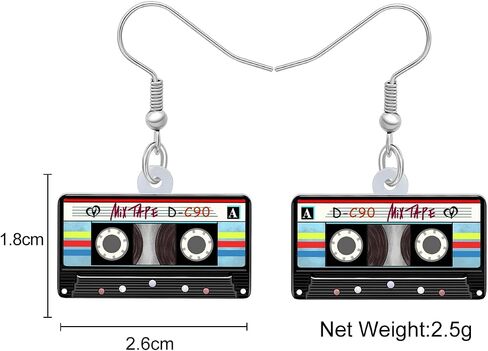 Acrylic Fun Vintage Radio Cassette Tape Earrings Retro Jewelry for Women Girls 80s 90s Nostalgic Gifts Party Favors in Kuwait