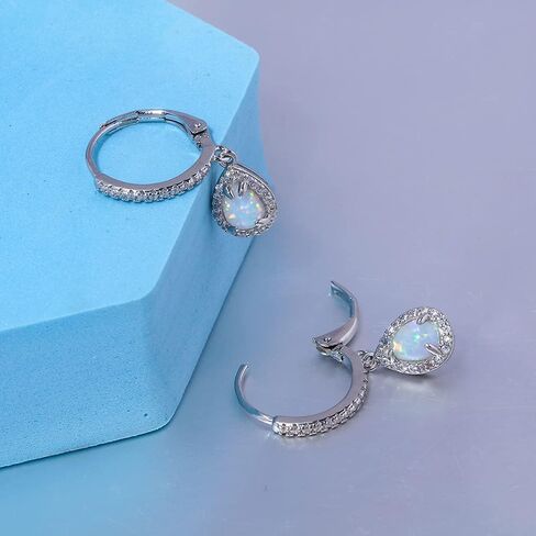 أقراط أوبال متدلية للنساء من Airmoly للبنات، هدية مجوهرات أوبال مطلية بالذهب الأبيض عيار 14 قيراط in Kuwait