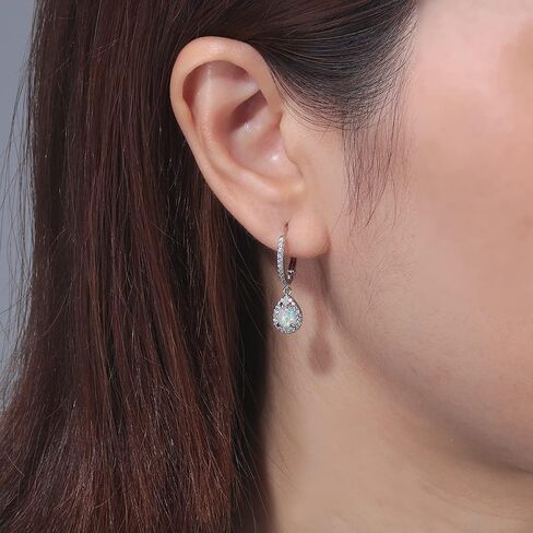 أقراط أوبال متدلية للنساء من Airmoly للبنات، هدية مجوهرات أوبال مطلية بالذهب الأبيض عيار 14 قيراط in Kuwait