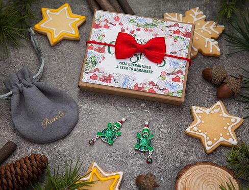 RareLove Cute Christmas Happy Turtle Tortoise with Santa Hat Ring Bell Piercing Dangle Earrings Silver Plated Alloy Holiday Jewelry For Women Girls in Saudi Arabia