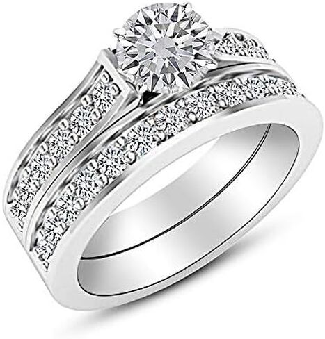 2.5 Carat Lab Grown Synthetic Round Classic Elegant Bridal Set IGI Certified Diamond Engagement Ring (2 Ct, H-I Color, VS1-VS2 Clarity Center) in Saudi Arabia