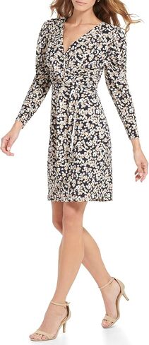 Tommy Hilfiger Women's Petite Sheath Knee-Length Long Sleeve Surplus Neck Jersey in Saudi Arabia