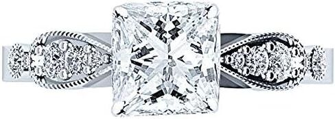 3.25 Carat Classic Lab Grown Synthetic Princess Vintage Classic Art Deco IGI Certified Diamond Engagement Ring (3 Ct, H-I Color, VS1-VS2 Clarity Center) in Saudi Arabia
