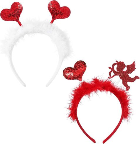 عصابات رأس على شكل قلب من فيش داون، عصابة رأس على شكل قلب لامعة للنساء، عصابة رأس على شكل ملاك كيوبيد، أغطية رأس للحفلات التنكرية للفتيات لحفلات الزفاف وأعياد الميلاد كهدية للصور in Kuwait