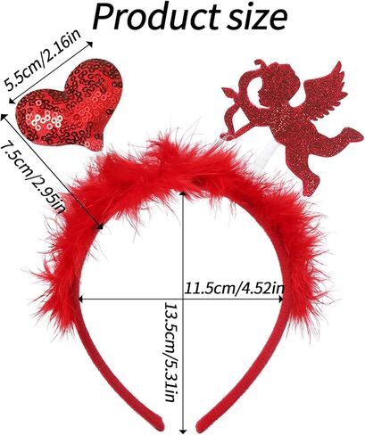 عصابات رأس على شكل قلب من فيش داون، عصابة رأس على شكل قلب لامعة للنساء، عصابة رأس على شكل ملاك كيوبيد، أغطية رأس للحفلات التنكرية للفتيات لحفلات الزفاف وأعياد الميلاد كهدية للصور in Kuwait