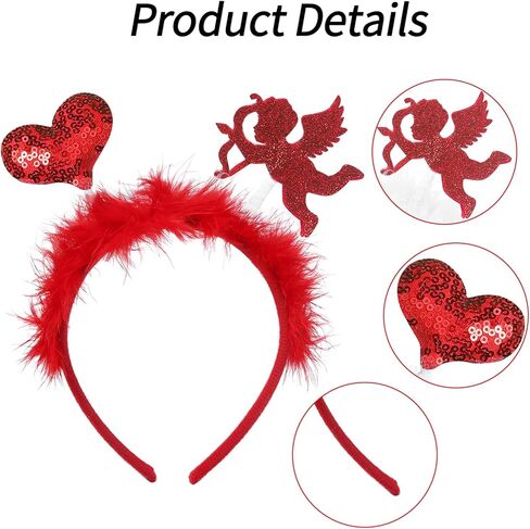 عصابات رأس على شكل قلب من فيش داون، عصابة رأس على شكل قلب لامعة للنساء، عصابة رأس على شكل ملاك كيوبيد، أغطية رأس للحفلات التنكرية للفتيات لحفلات الزفاف وأعياد الميلاد كهدية للصور in Kuwait