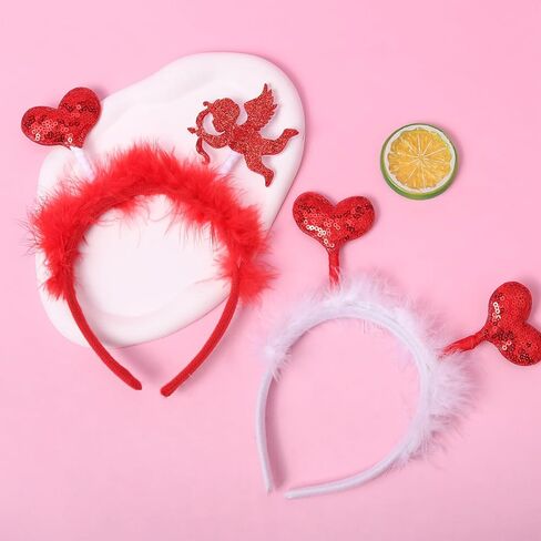 عصابات رأس على شكل قلب من فيش داون، عصابة رأس على شكل قلب لامعة للنساء، عصابة رأس على شكل ملاك كيوبيد، أغطية رأس للحفلات التنكرية للفتيات لحفلات الزفاف وأعياد الميلاد كهدية للصور in Kuwait