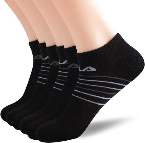 Fila Men's Striped Half Cushion No Show Socks, Black (6 Pack), One Size in Saudi Arabia