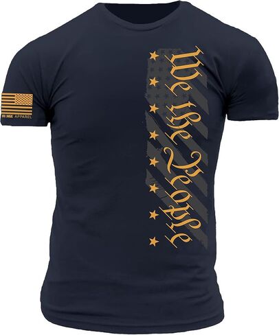 We The People Subdued American Flag Design on Premium Ultra-Soft 100% Ringspun Cotton Athletic Fit T-Shirt in Saudi Arabia