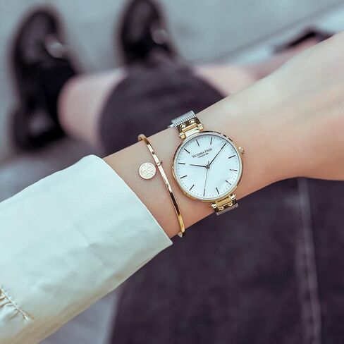 فيكتوريا هايد نساء ساعات المعصم أم اللؤلؤ الهاتفي الحد الأدنى شبكة حزام ساعة مقاوم للماء السيدات ساعة اليد مع مجموعة أساور in Kuwait